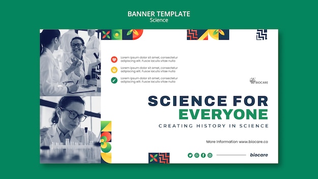 PSD gratuito diseño de plantilla de banner de ciencia