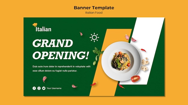 Diseño de plantilla de banner de comida italiana