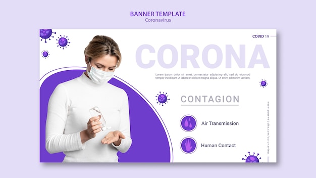 PSD gratuito diseño de plantilla de banner de coronavirus