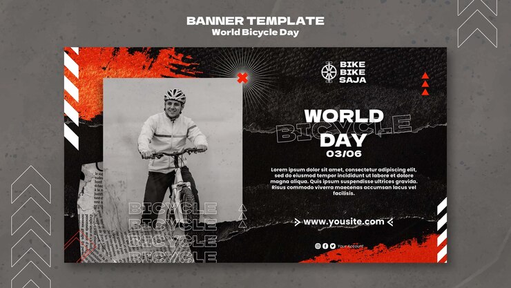 PSD gratuito diseño de plantilla de banner del día mundial de la bicicleta
