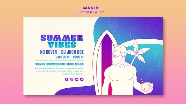 Diseño de plantilla de banner de fiesta de verano