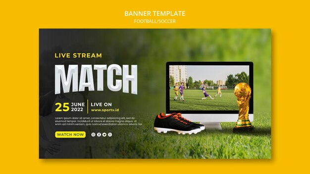 Diseño de plantilla de banner de fútbol realista