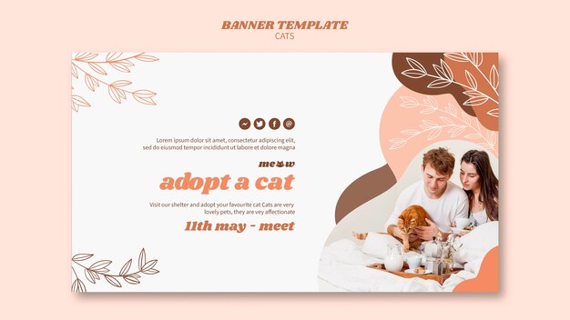 Diseño de plantilla de banner de gatos