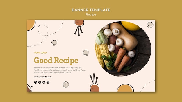 Diseño de plantilla de banner horizontal de receta