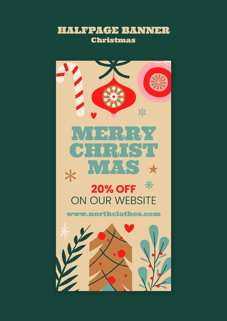 Diseño de plantilla de banner de mitad de página de Navidad