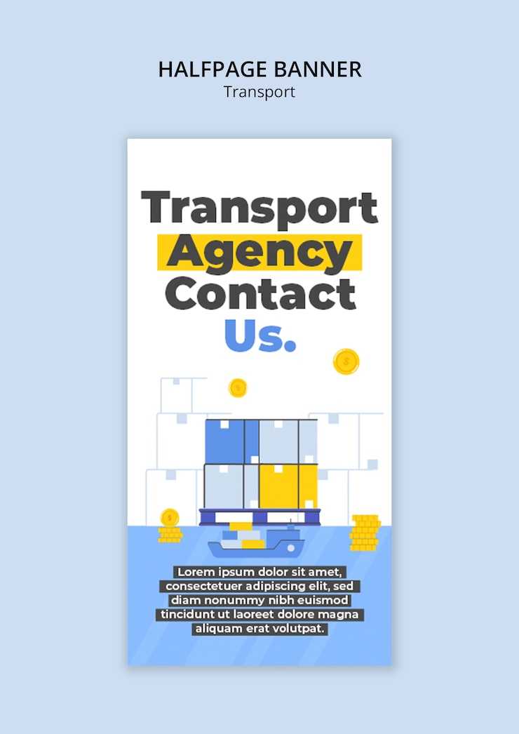 PSD gratuito diseño de plantilla de banner de mitad de página de transporte