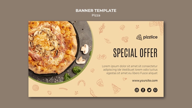 Diseño de plantilla de banner de pizza deliciosa