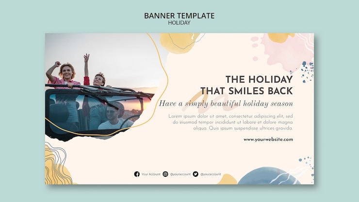 PSD gratuito diseño de plantilla de banner de vacaciones de acuarela