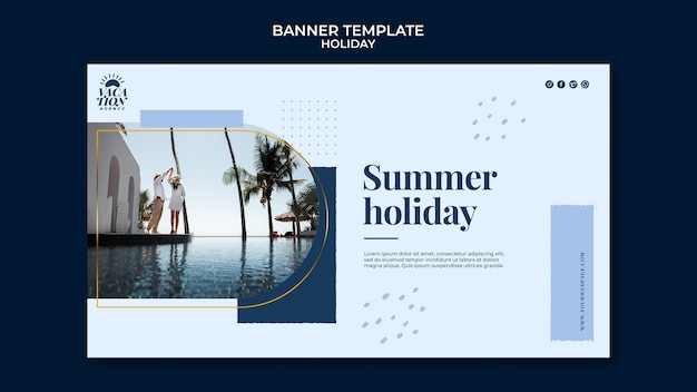 PSD gratuito diseño de plantilla de banner de vacaciones de diseño plano