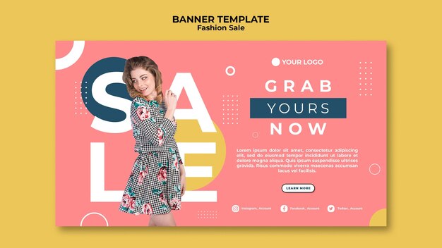 Diseño de plantilla de banner de venta de moda