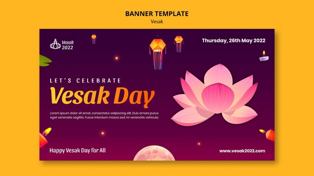 Diseño de plantilla de banner vesak degradado