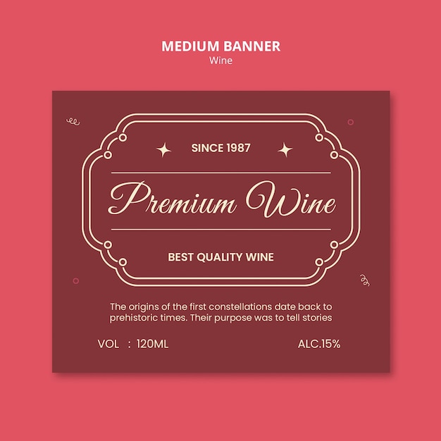 Diseño de plantilla de banner de vino medio