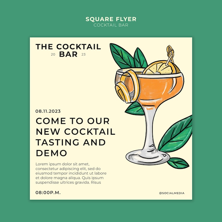 PSD gratuito diseño de plantilla de bar de cócteles
