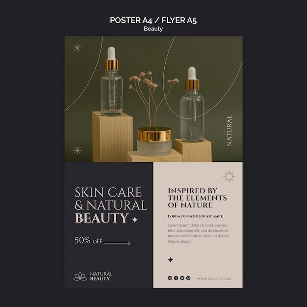 PSD gratuito diseño de plantilla de belleza minimalista.