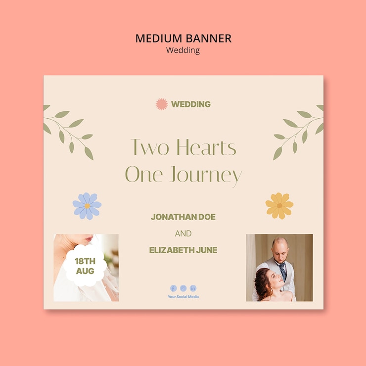 PSD gratuito diseño de plantilla de boda