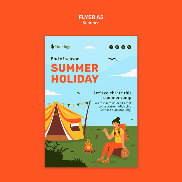 Diseño de plantilla de campamento de verano
