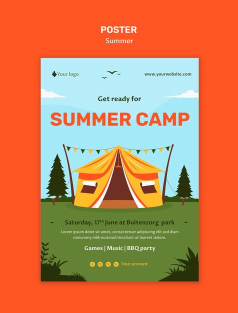 Diseño de plantilla de campamento de verano