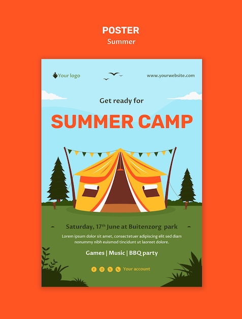 Diseño de plantilla de campamento de verano