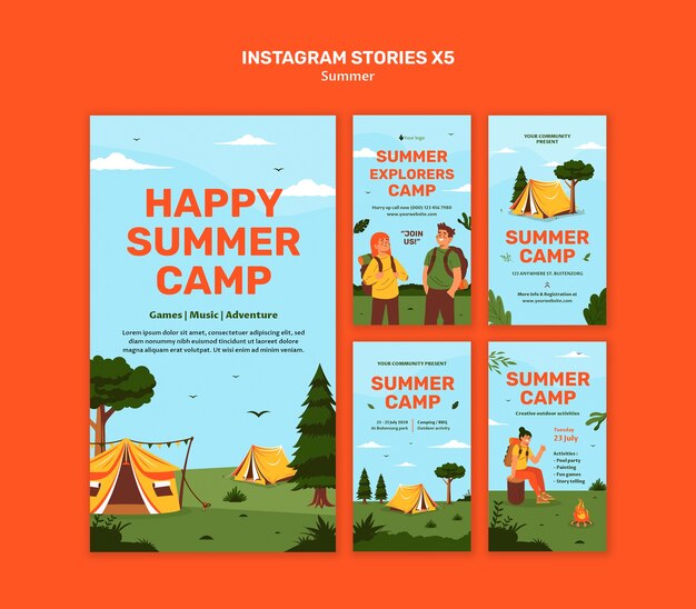 Diseño de plantilla de campamento de verano
