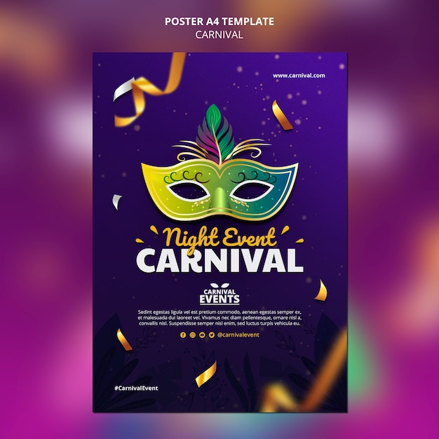 PSD gratuito diseño de plantilla de carnaval realista