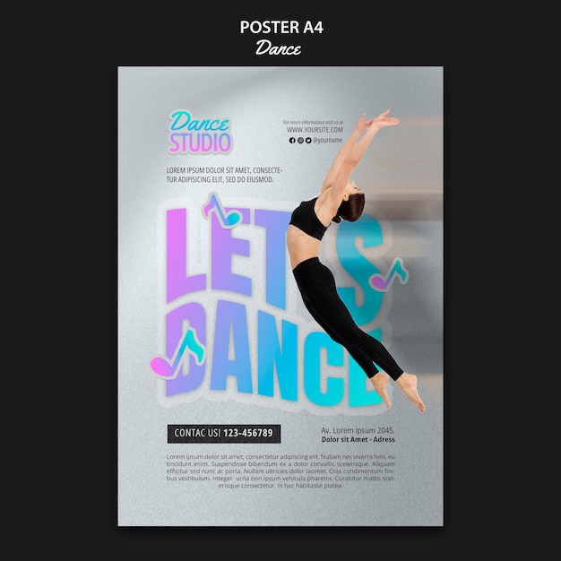 PSD gratuito diseño de plantilla de cartel de baile