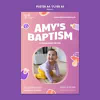 PSD gratuito diseño de plantilla de cartel de bautismo