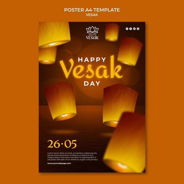 Diseño de plantilla de cartel de celebración vesak degradado