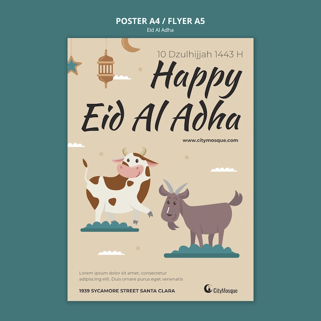 PSD gratuito diseño de plantilla de cartel de eid al-adha