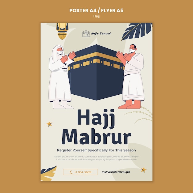 PSD gratuito diseño de plantilla de cartel de hajj