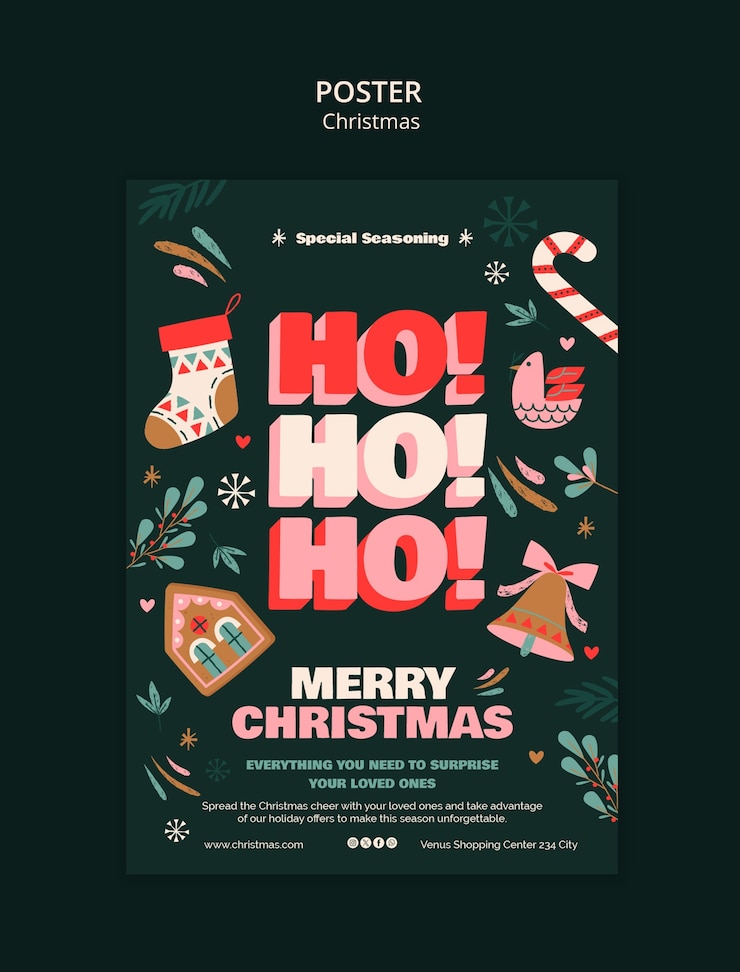 PSD gratuito diseño de plantilla de cartel de navidad