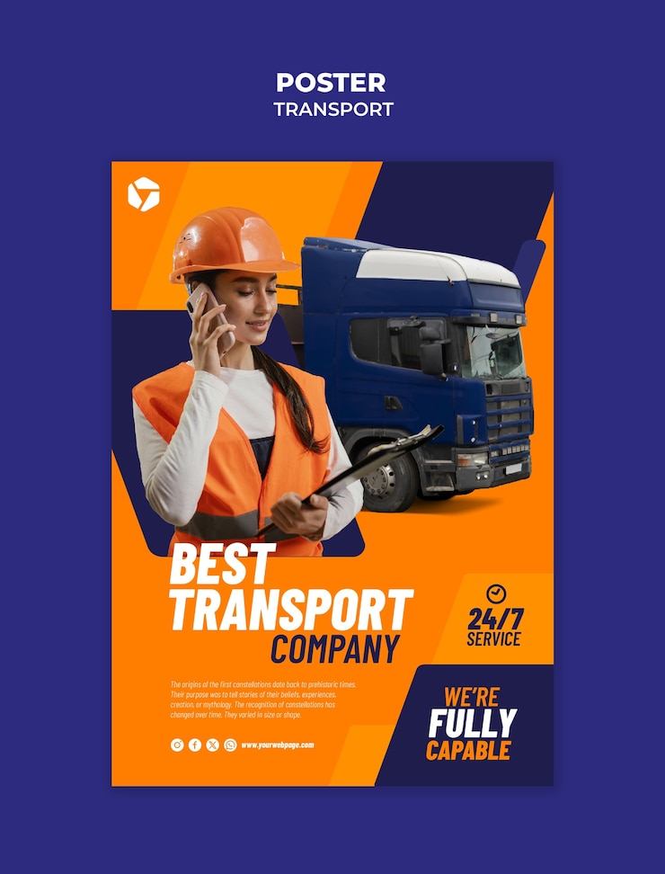 PSD gratuito diseño de plantilla de cartel de transporte