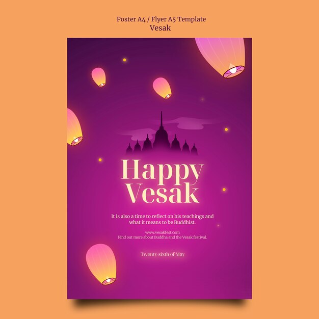 Diseño de plantilla de cartel vesak degradado