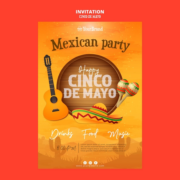 PSD gratuito diseño de plantilla de cinco de mayo