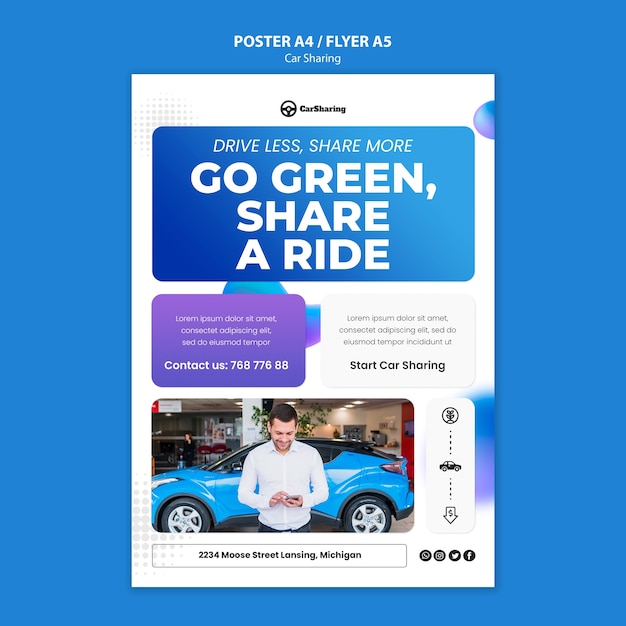 PSD gratuito diseño de plantilla de coche compartido