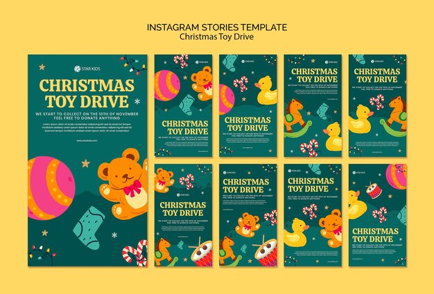 Diseño de plantilla de colecta de juguetes navideños.