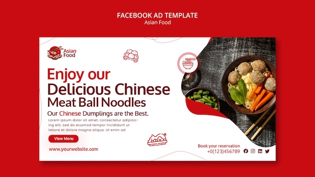 PSD gratuito diseño de plantilla de comida asiática