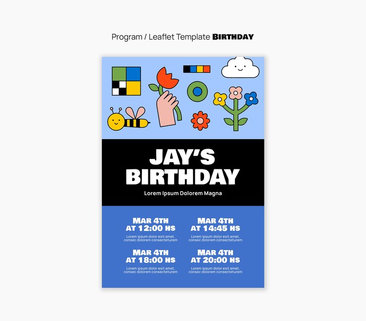PSD gratuito diseño de plantilla de cumpleaños de niño