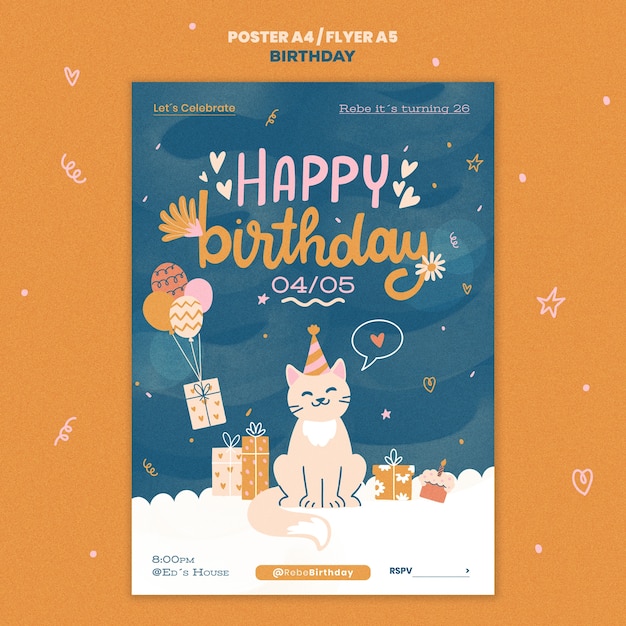 PSD gratuito diseño de plantilla de cumpleaños