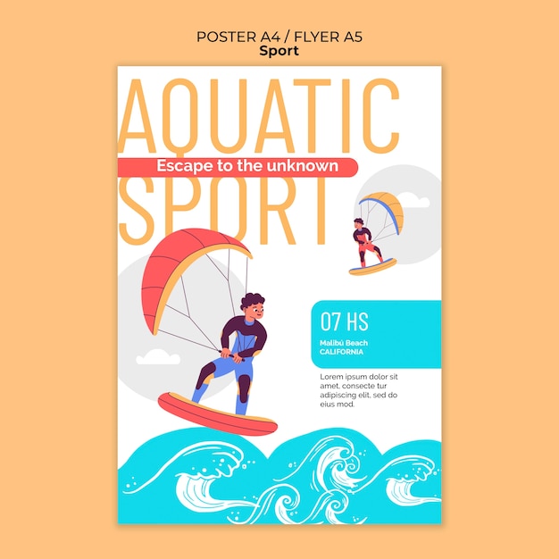 PSD gratuito diseño de plantilla de deporte de surf