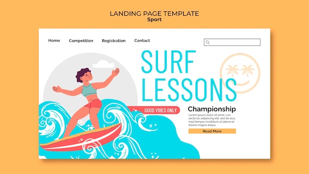 PSD gratuito diseño de plantilla de deporte de surf