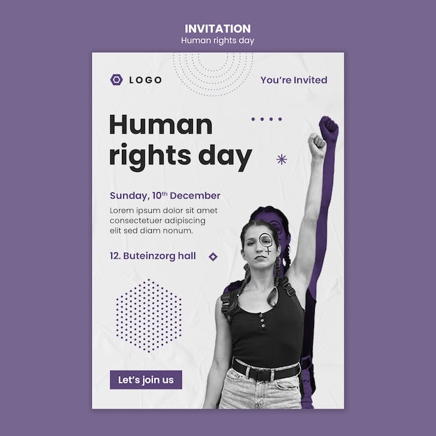 PSD gratuito diseño de plantilla del día de los derechos humanos.