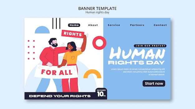 Diseño de plantilla del día de los derechos humanos.