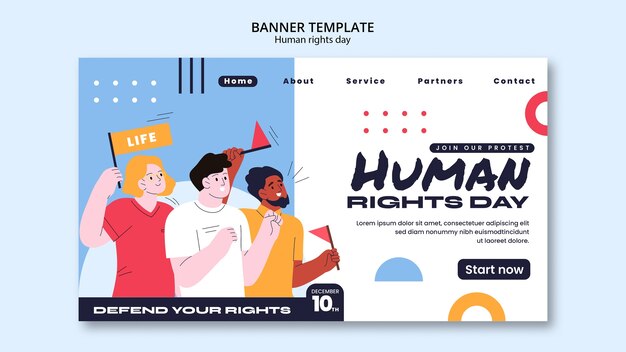 Diseño de la plantilla del día de los derechos humanos