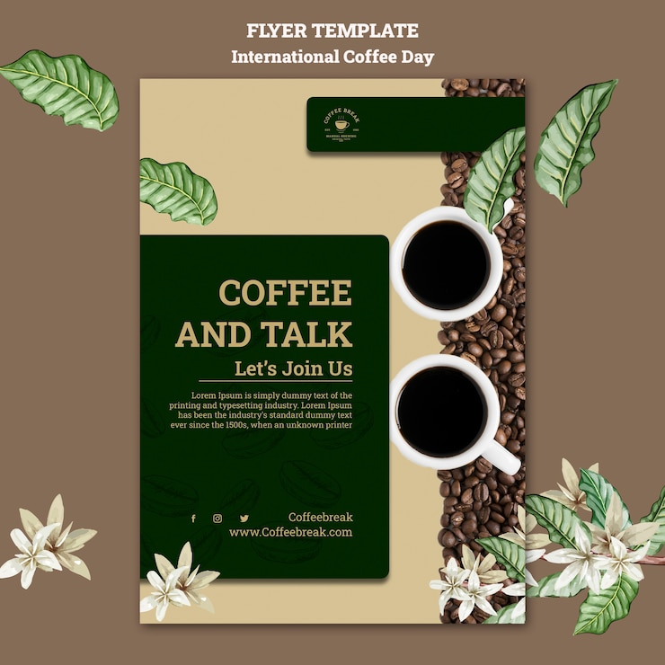 PSD gratuito diseño de plantilla del día internacional del café.