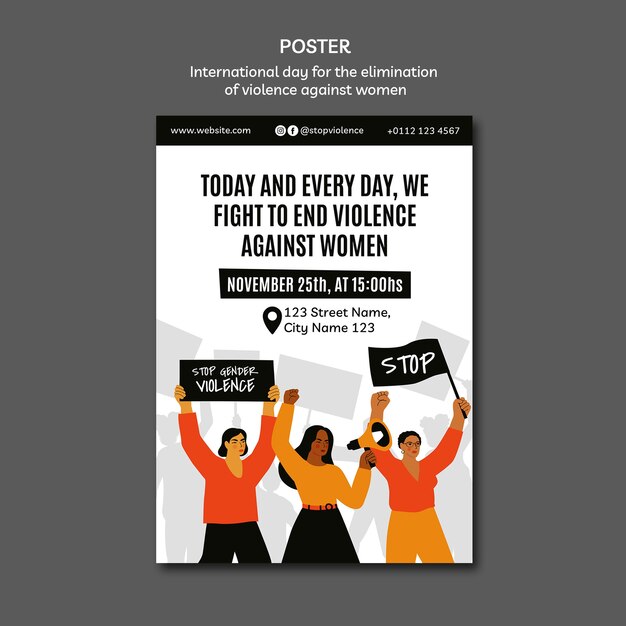 Diseño de plantilla para el Día Internacional de la Eliminación de la Violencia contra la Mujer