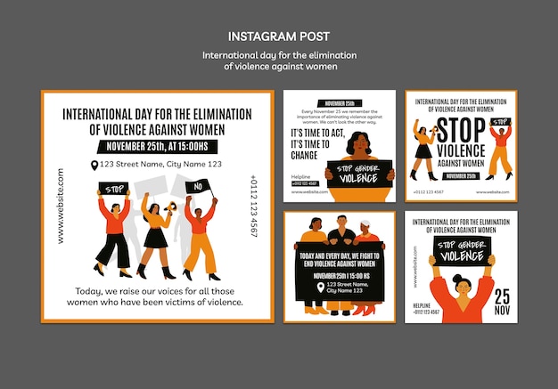 Diseño de plantilla para el Día Internacional de la Eliminación de la Violencia contra la Mujer