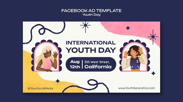 PSD gratuito diseño de plantilla del día internacional de la juventud.