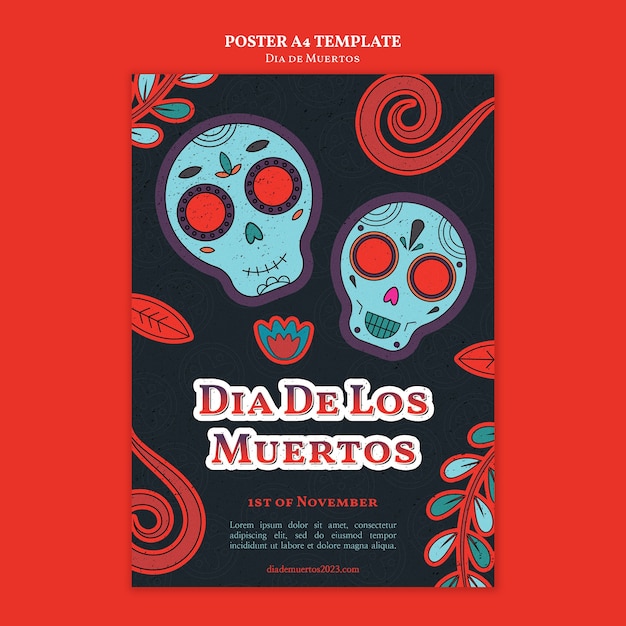 PSD gratuito diseño de plantilla de día de muertos.