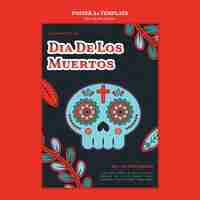 PSD gratuito diseño de plantilla de día de muertos.