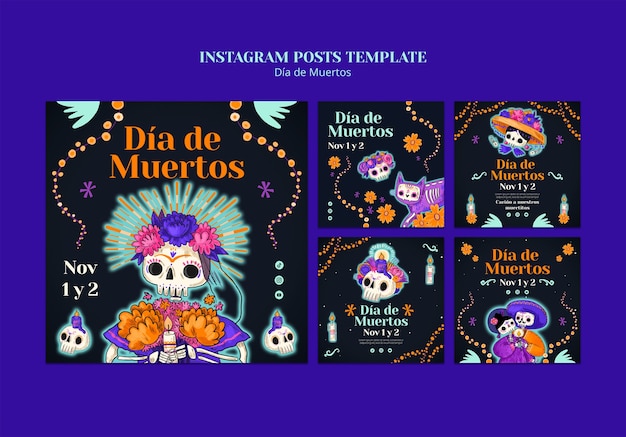 PSD gratuito diseño de plantilla de día de muertos.